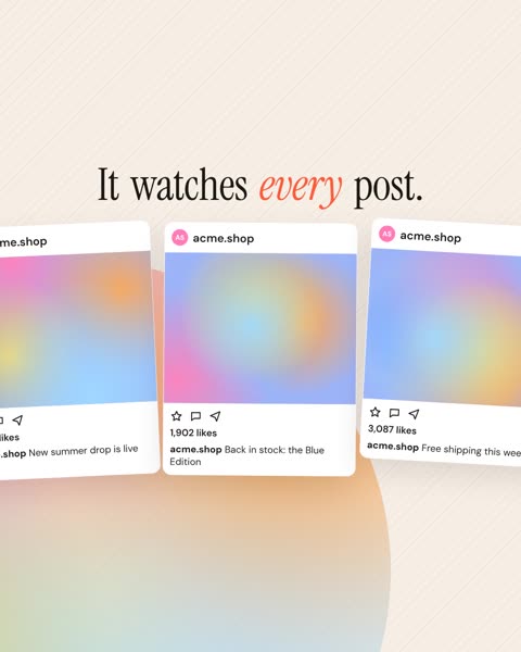 Post mockup cards scene: three social post frames